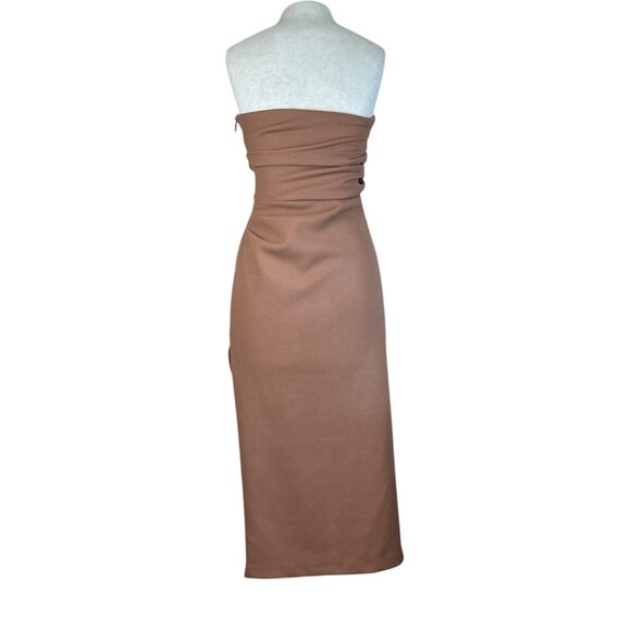 MISHA Calandra Dress in Praline 6 Womens Midi Ruched Cocktail Party - Picture 6 of 14